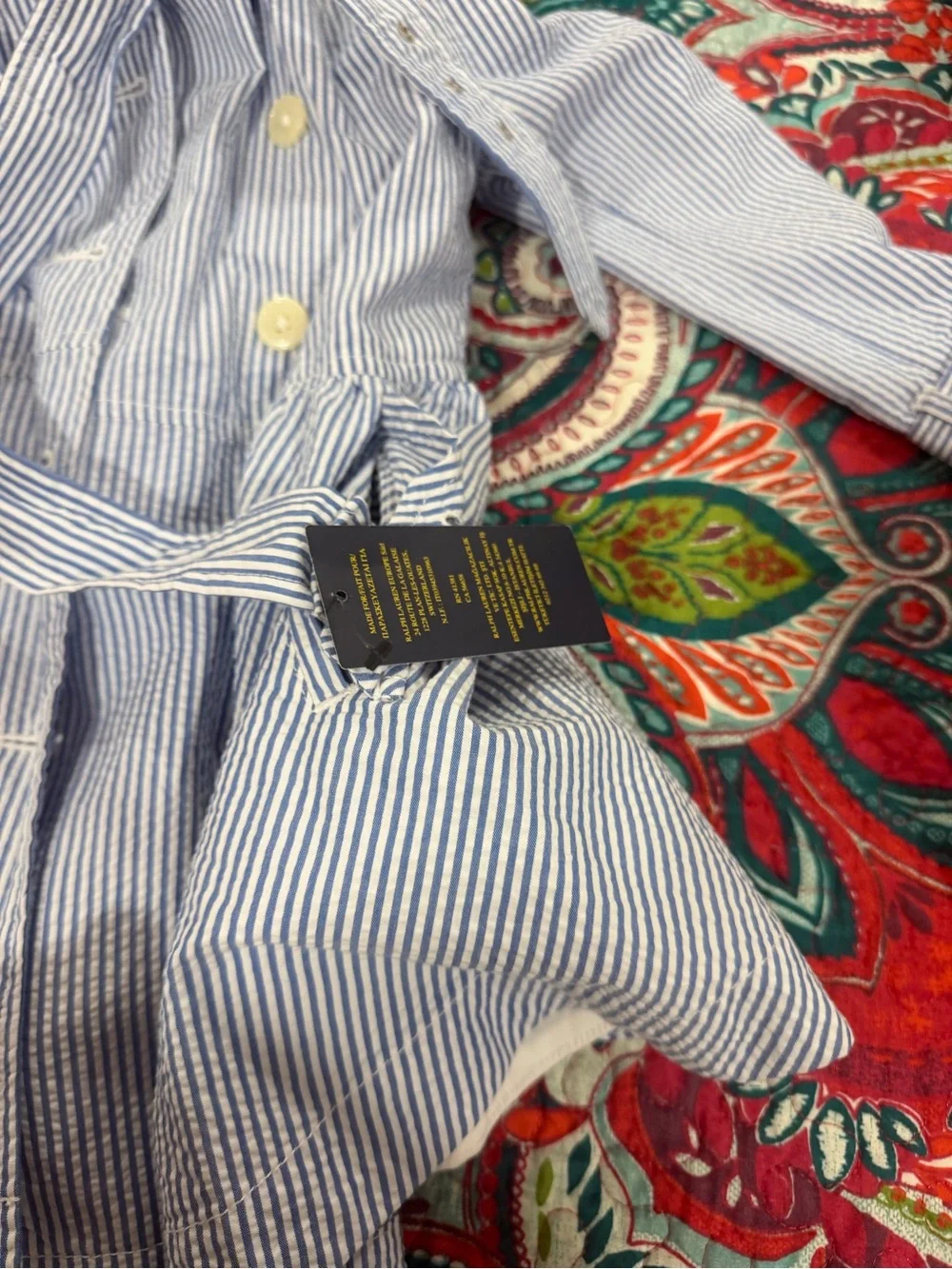 Ralph Lauren Blue & White Striped Kids Trench Coat